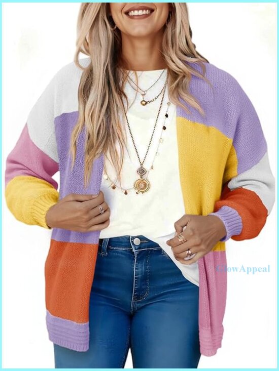Sweaters - Oversized Chunky Knit Cardigan Open Front Boho Sweater Loose Fit